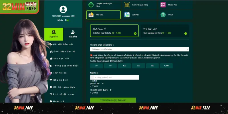 Nạp Tiền 32WIN Dễ Dàng - Nhiều Phương Thức Thanh Toán Tiện Lợi 4 Lưu ý cần nắm khi thực hiện nạp tiền tại 32WIN