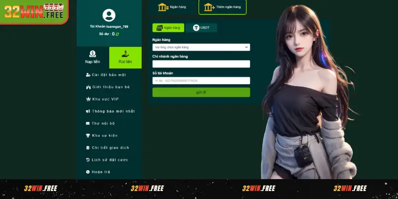 Rút Tiền 32WIN - Bảo Mật Với PIN, Hỗ Trợ Nhiều Phương Thức 3 Quy trình rút tiền 32WIN nhanh gọn trong 3 bước